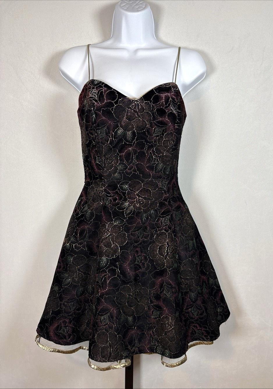 Vintage L.A. Glo Velvet Mini Dress Juniors 5/6 Dark Romance Fairy Whimsigoth Y2K